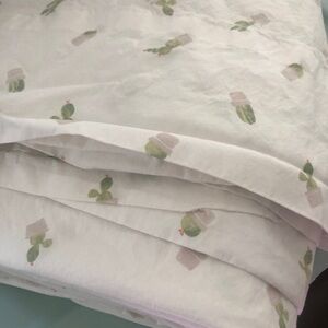 Lauren Ralph Lauren Twin Flat Top Sheet 100% Cotton Potted Cactus Plants